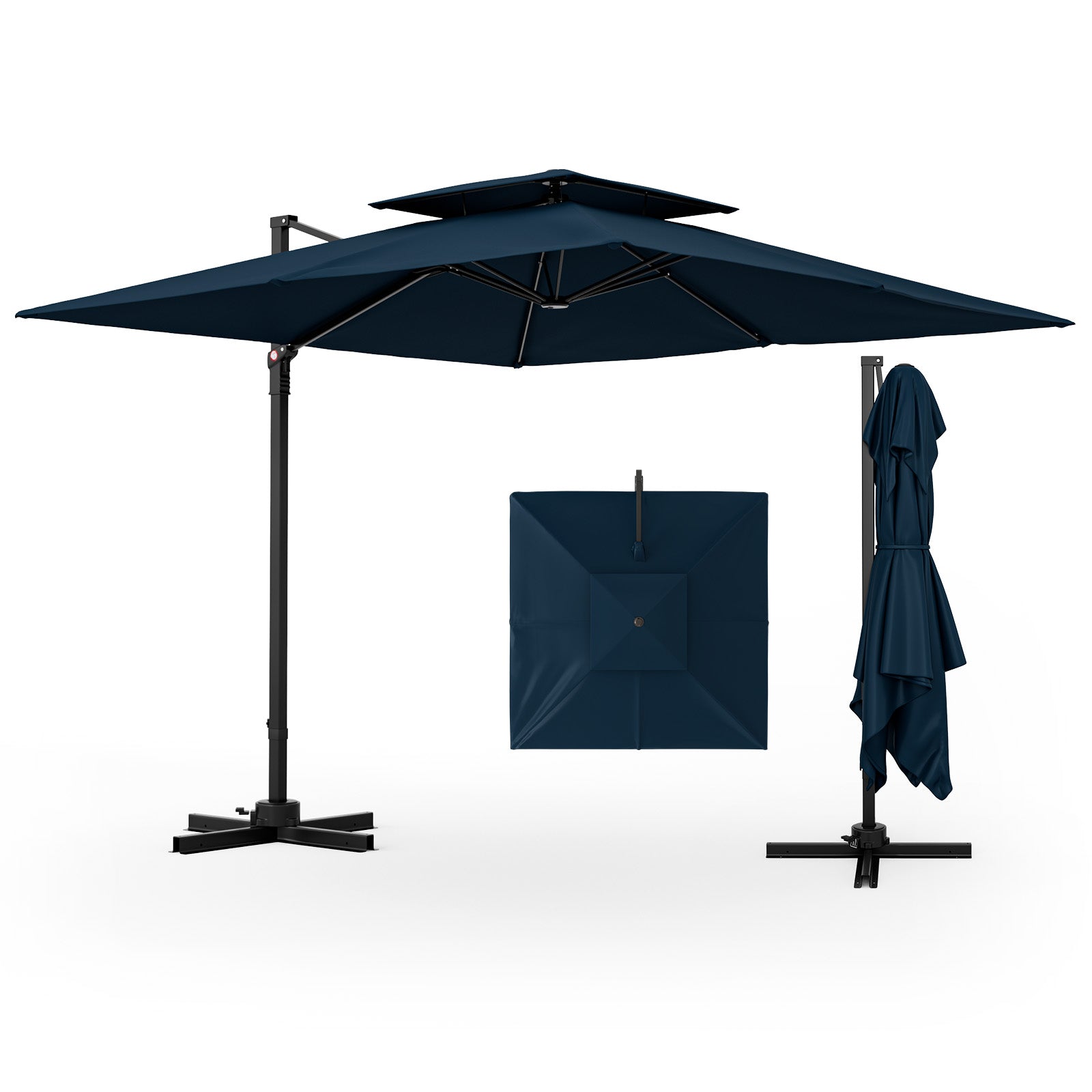 9.5 Feet Cantilever Patio Umbrella with 360° Rotation and Double Top DirectDeals
