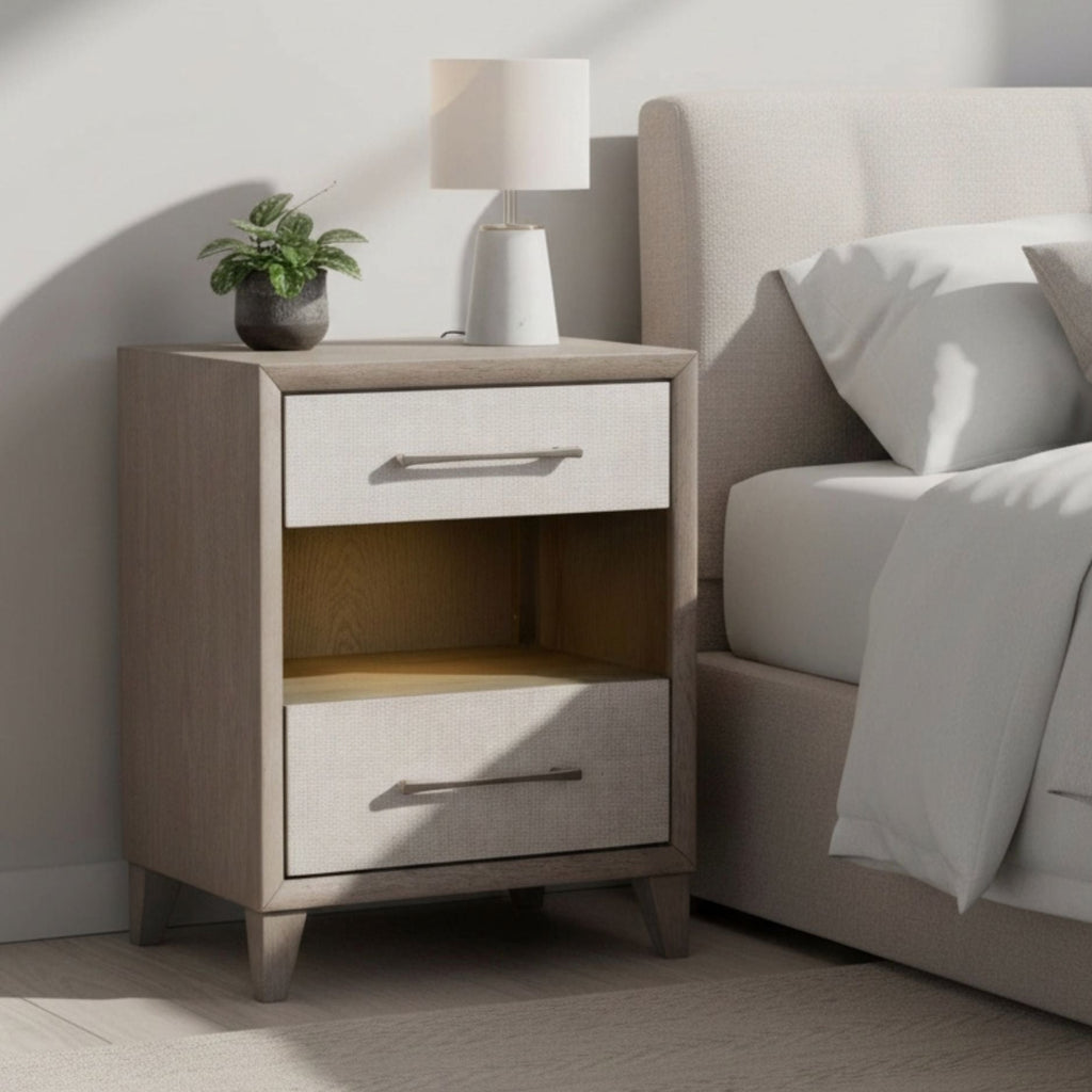 Cape Two Drawers Wood Nightstand LOOMLAN