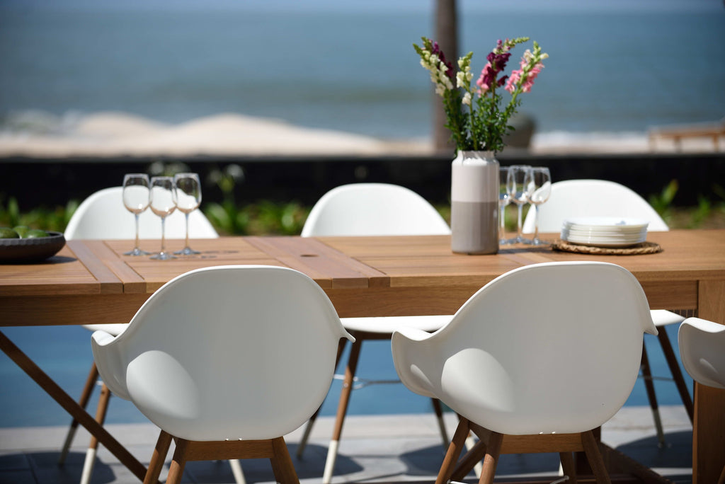 Leyland Table and 8 Chamonix Armchair Dining Set LifestyleGarden US