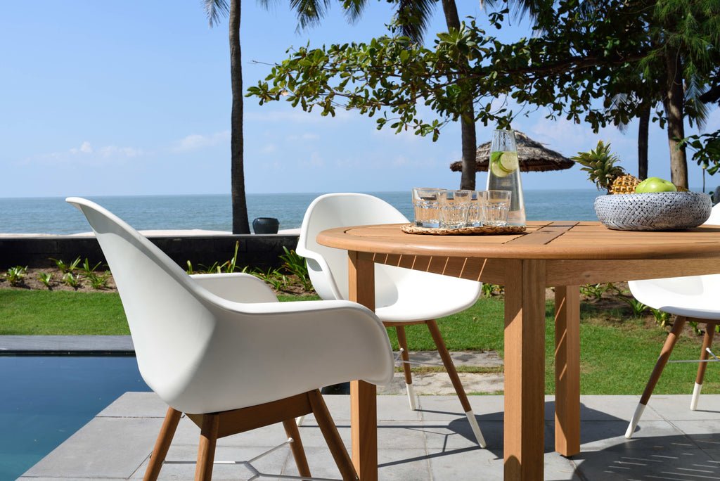 Chamonix Resin and FSC Wood Arm Chairs - 2pc LifestyleGarden US