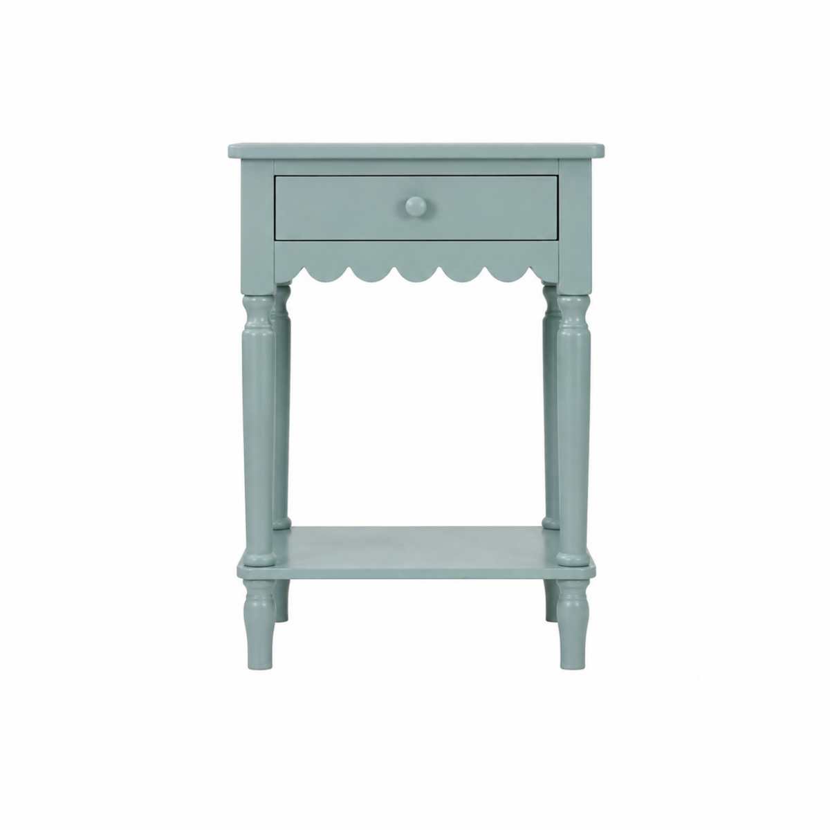 Wood Scalloped Side Table in Blue Shop Fête
