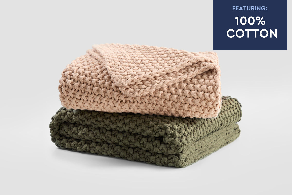 Cozy Knit Cotton Throw Blanket Moon Pod