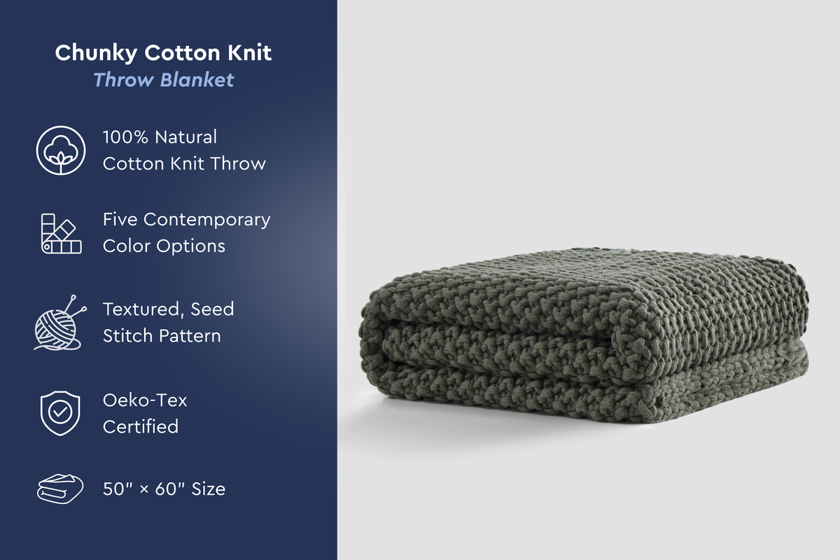 Cozy Knit Cotton Throw Blanket Moon Pod