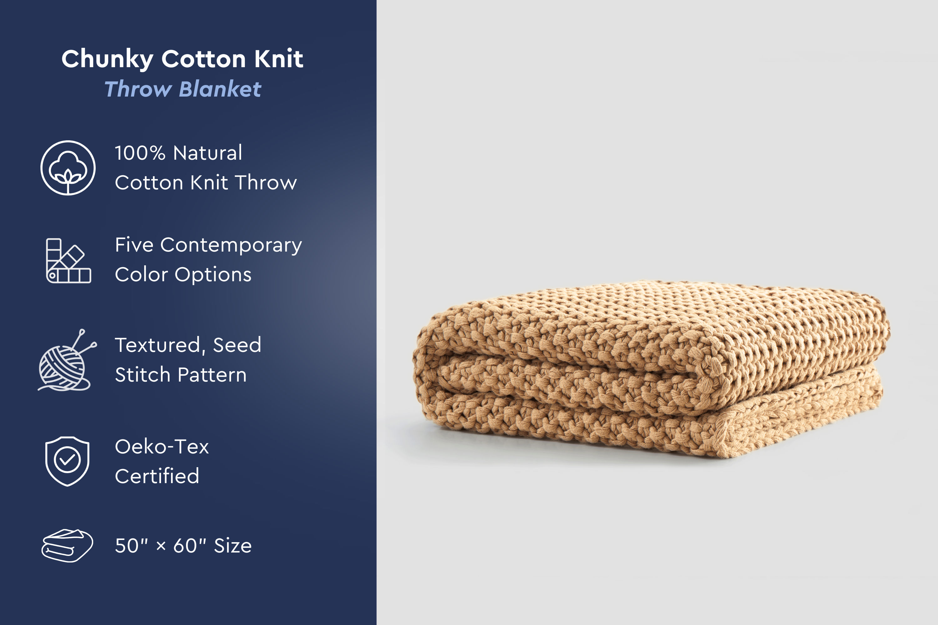 Seed Stitch Cotton Throw Blanket Galaxy Home