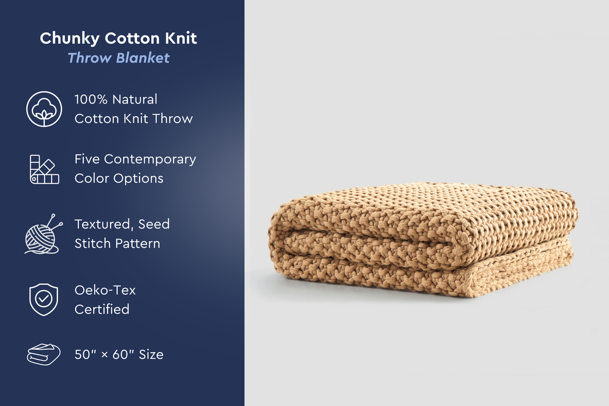 Cozy Knit Cotton Throw Blanket Moon Pod