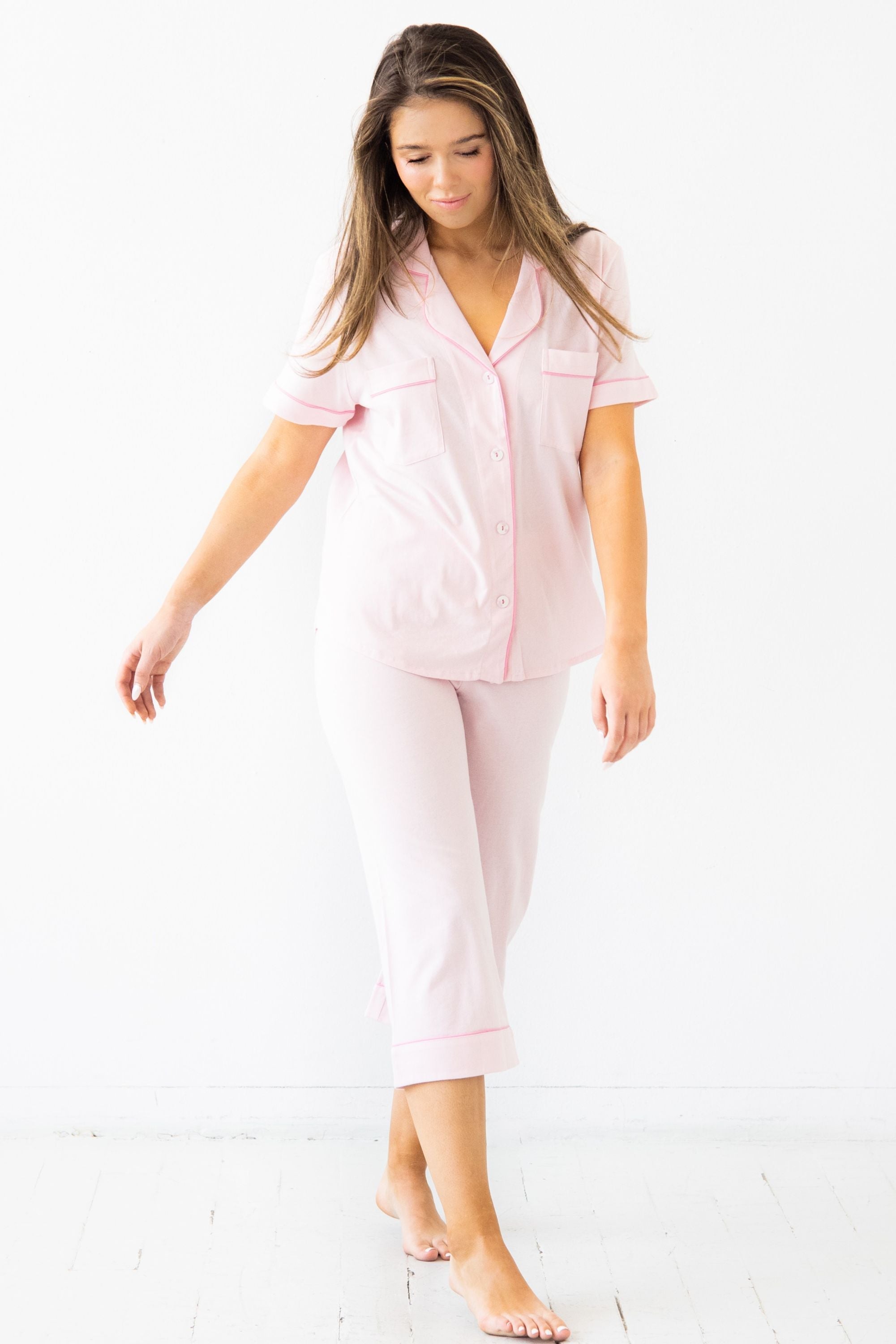 Classic Luxury Capri Pajamas in  Brushed Pima Cotton