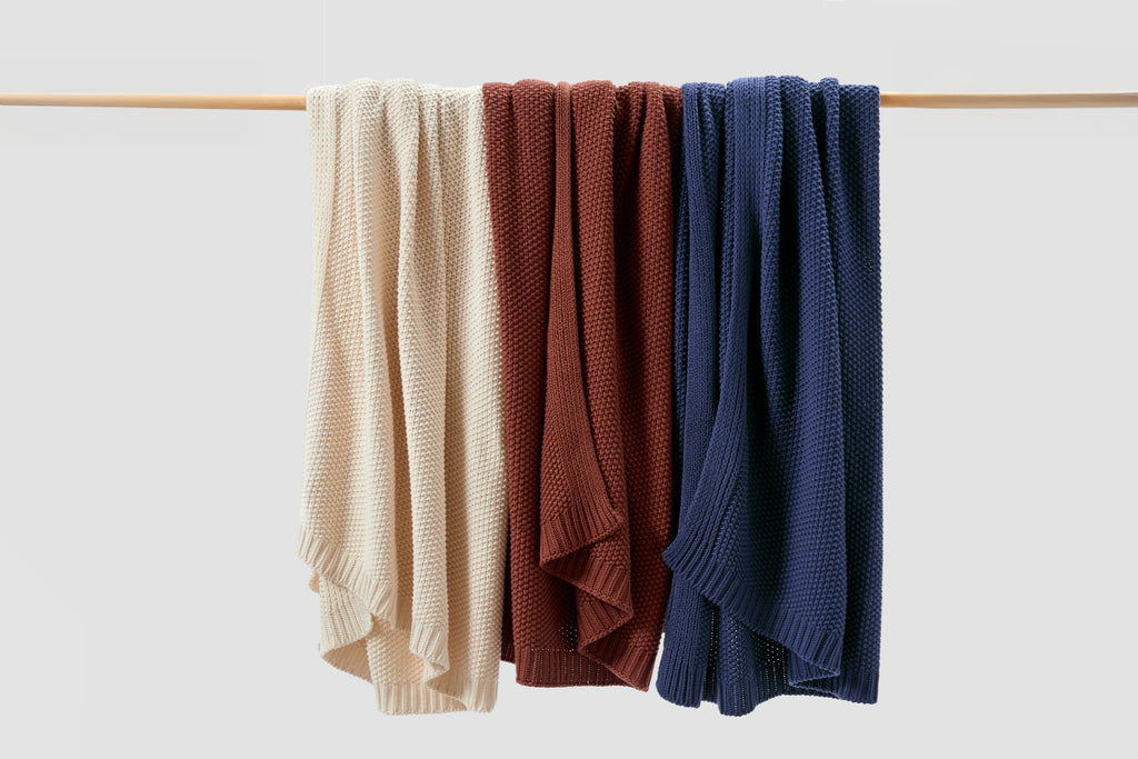 Cozy Knit Cotton Throw Blanket Moon Pod