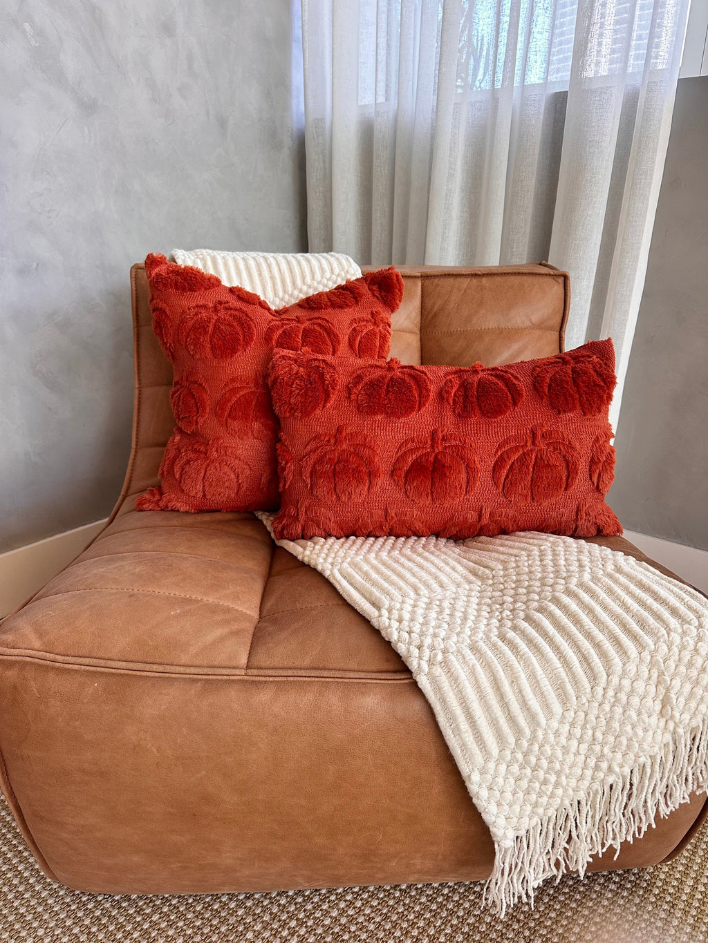 Dark Rust Pumpkin Lumbar Pillow Cover Busa Designs