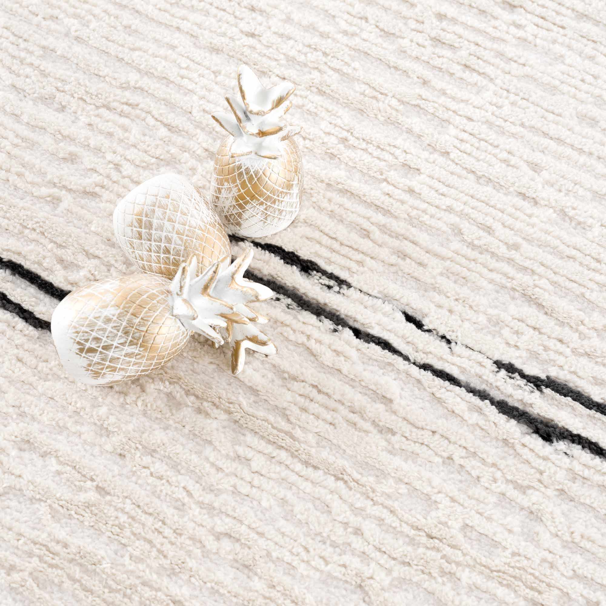 Riad Black Striped White Rug with Tassels Boutique Rugs