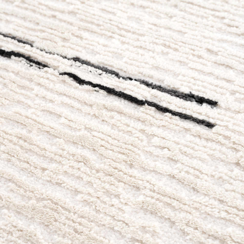 Riad Black Striped White Rug with Tassels Boutique Rugs