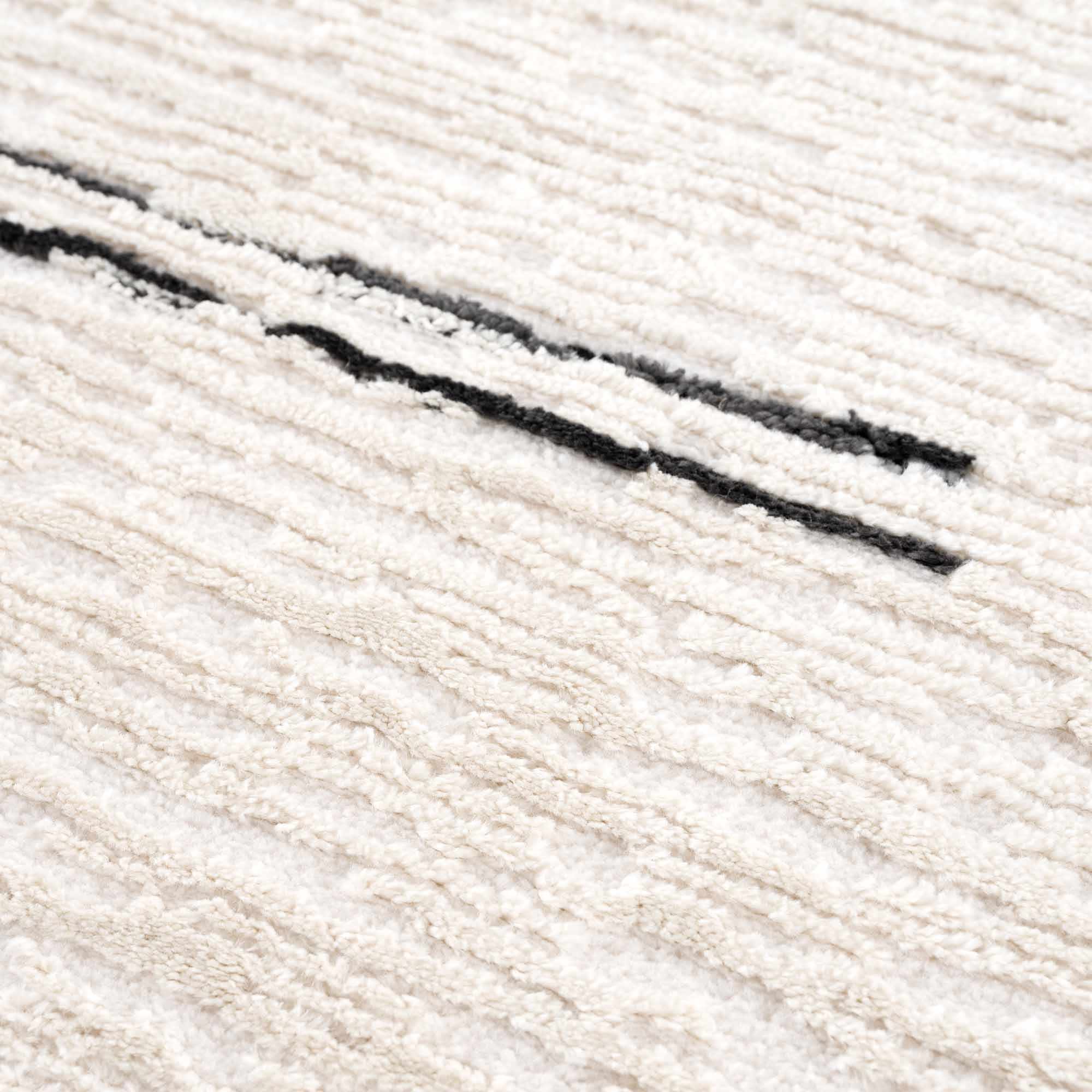 Riad Black Striped White Rug with Tassels Boutique Rugs