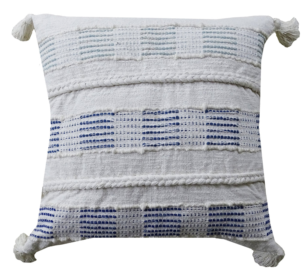 Throw Pillow Cover Blue & White Square 22" X 22" Insert Included Vibhsa