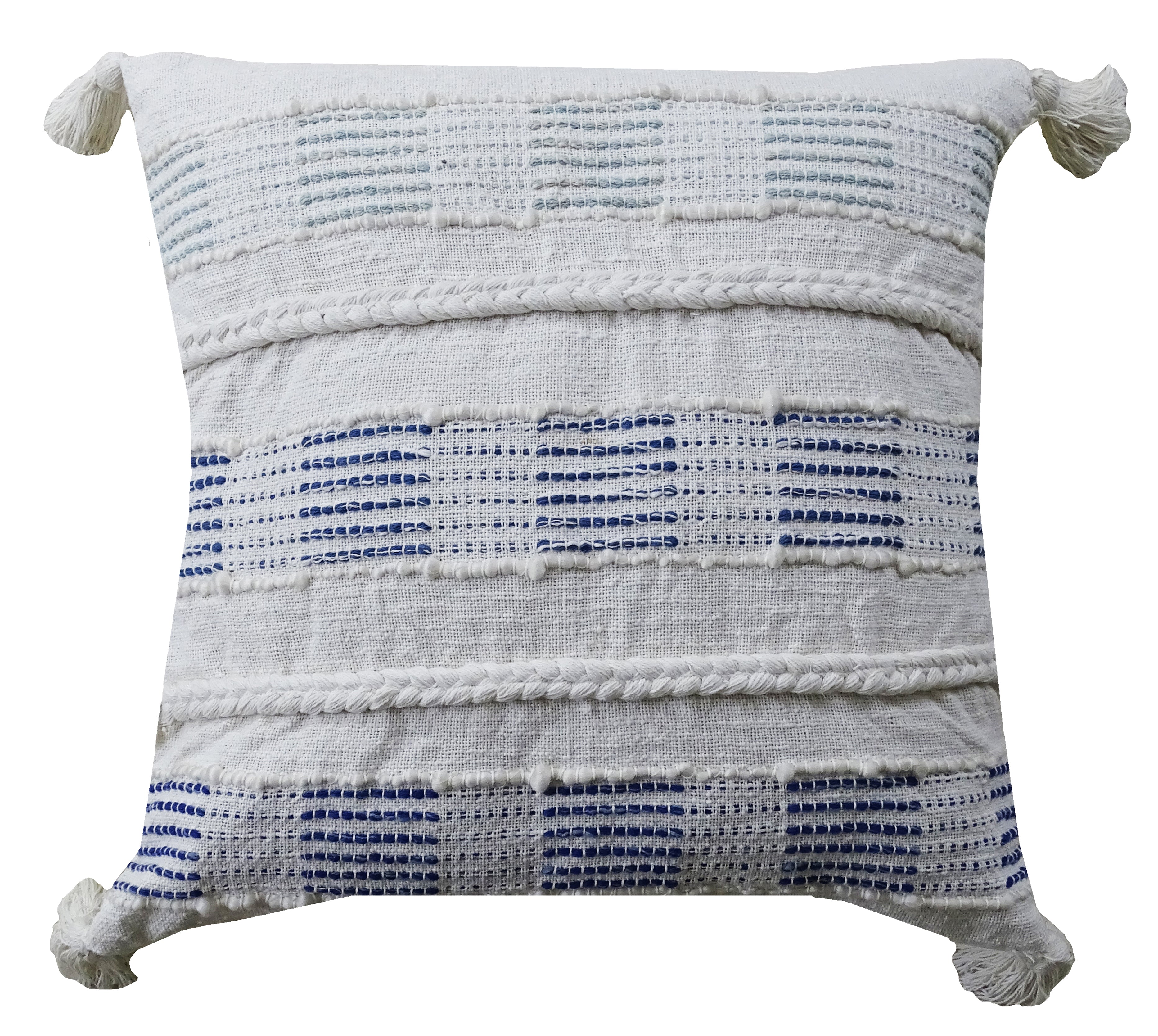 Throw Pillow Cover Blue & White Square 22" X 22" Insert Included Vibhsa