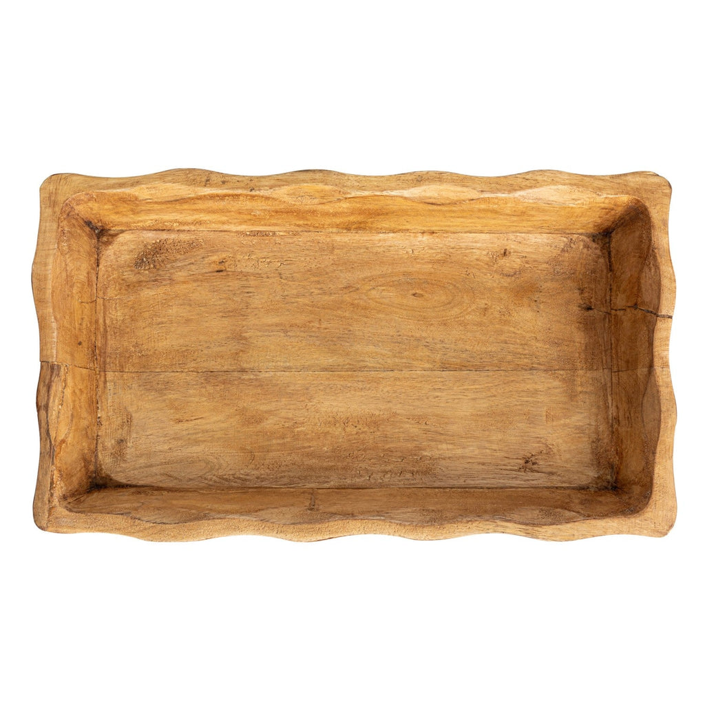 Mango Wood Scalloped Edge Tray Rust & Cinder