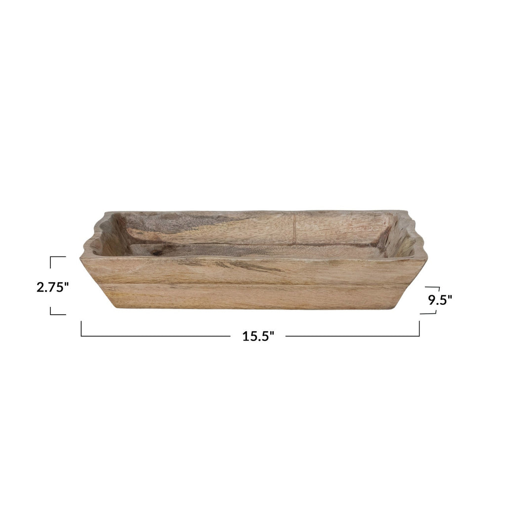Mango Wood Scalloped Edge Tray Rust & Cinder