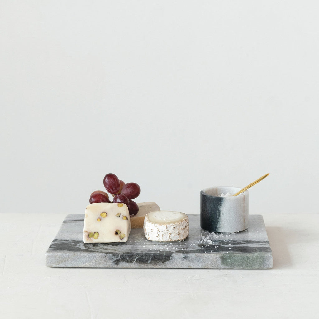 Marble Salt Cellar with Brass Spoon Rust & Cinder
