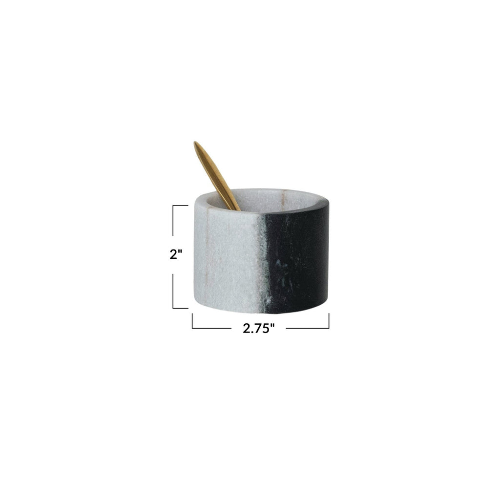 Marble Salt Cellar with Brass Spoon Rust & Cinder