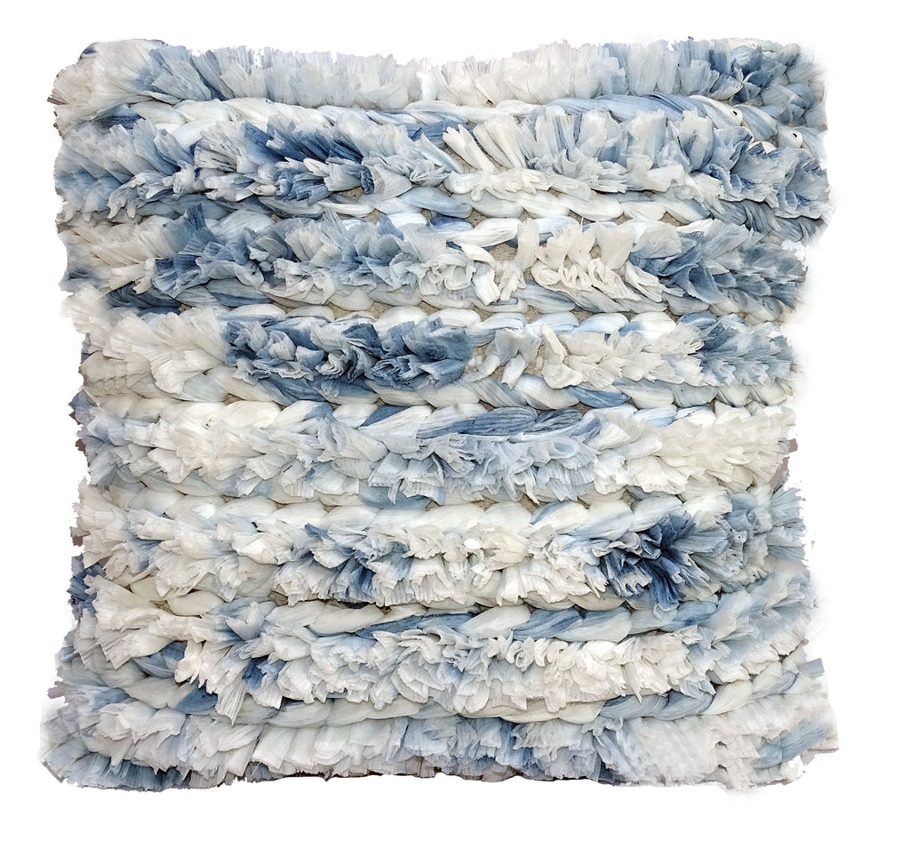 Throw Pillow Cover Blue & White Furry Stripes 22 X 22 Vibhsa