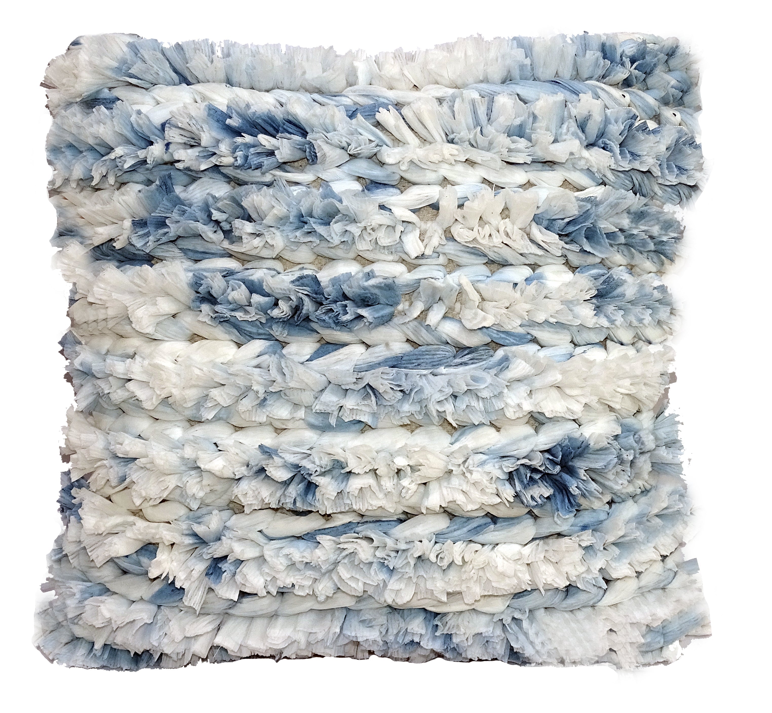 Throw Pillow Cover Blue & White Furry Stripes 22 X 22 Vibhsa