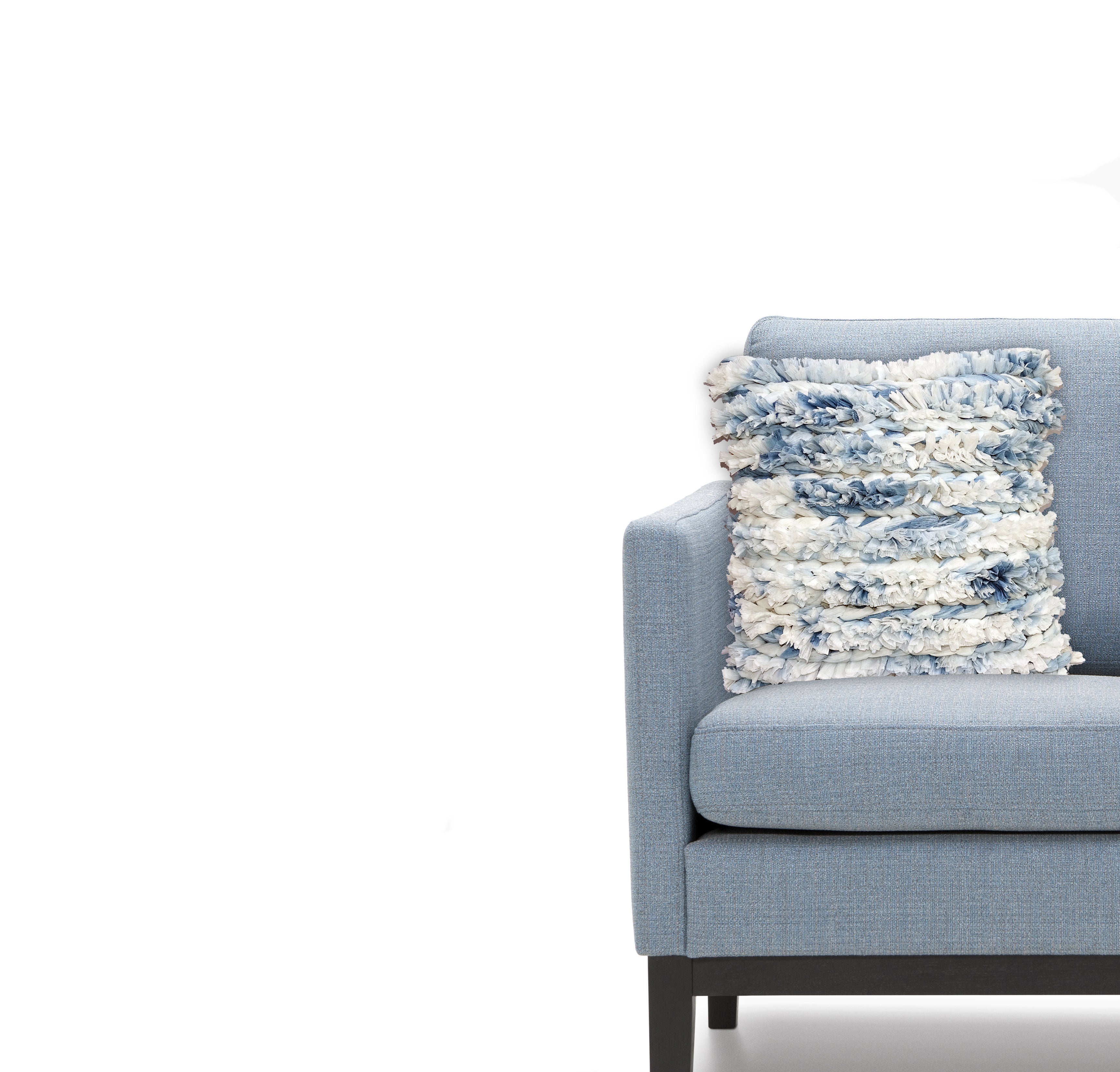 Throw Pillow Cover Blue & White Furry Stripes 22 X 22 Vibhsa