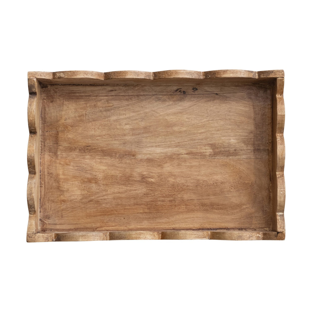 Mango Wood Scalloped Edge Tray Rust & Cinder