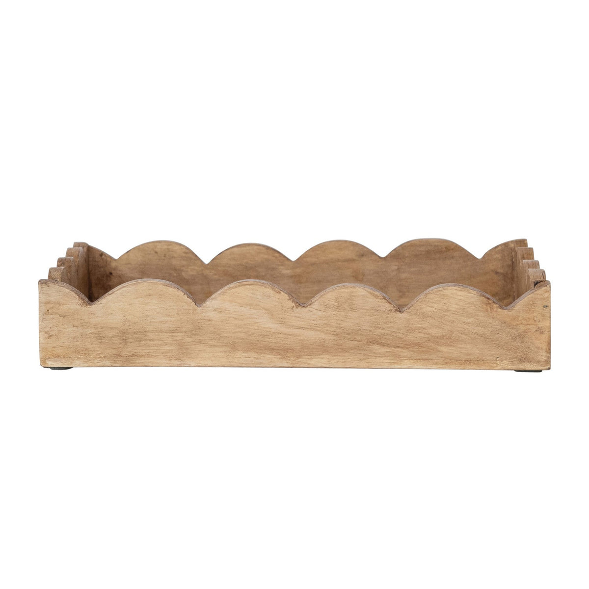Mango Wood Scalloped Edge Tray Rust & Cinder