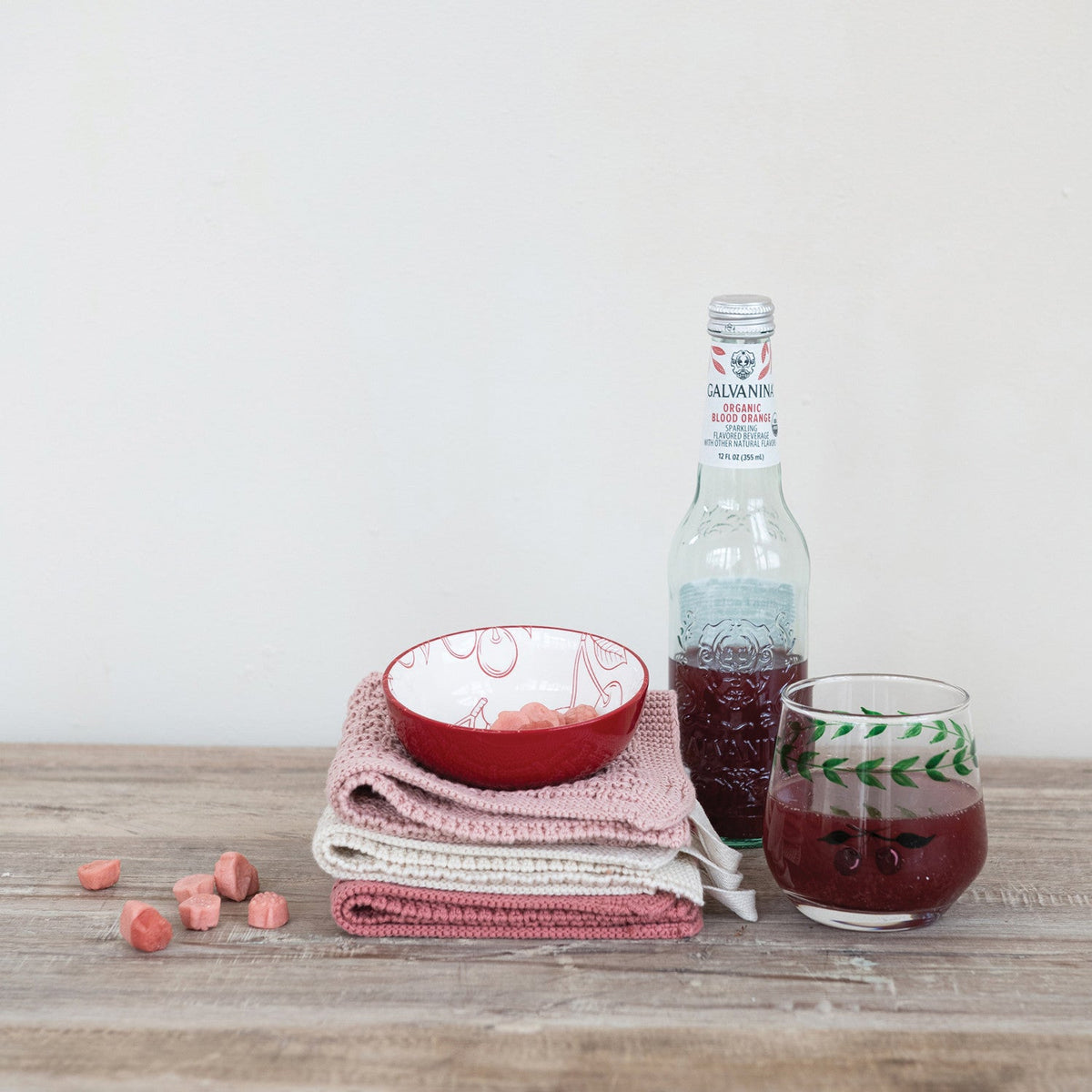 Hand-Painted Cherry Drinking Glass Rust & Cinder