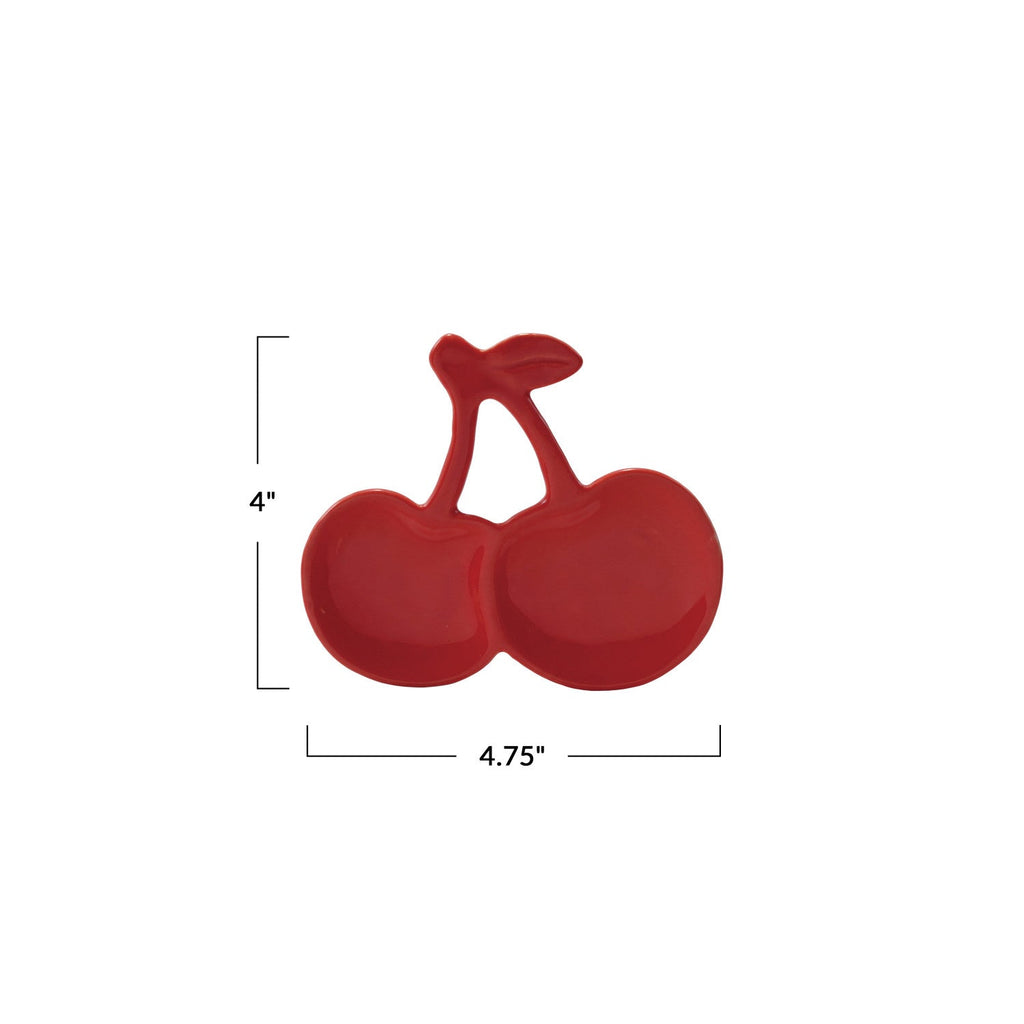 Cherry Shaped Red Ceramic Dish Rust & Cinder