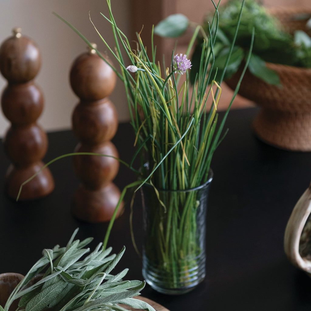 Hand-Blown Ribbed Drinking Glass Rust & Cinder