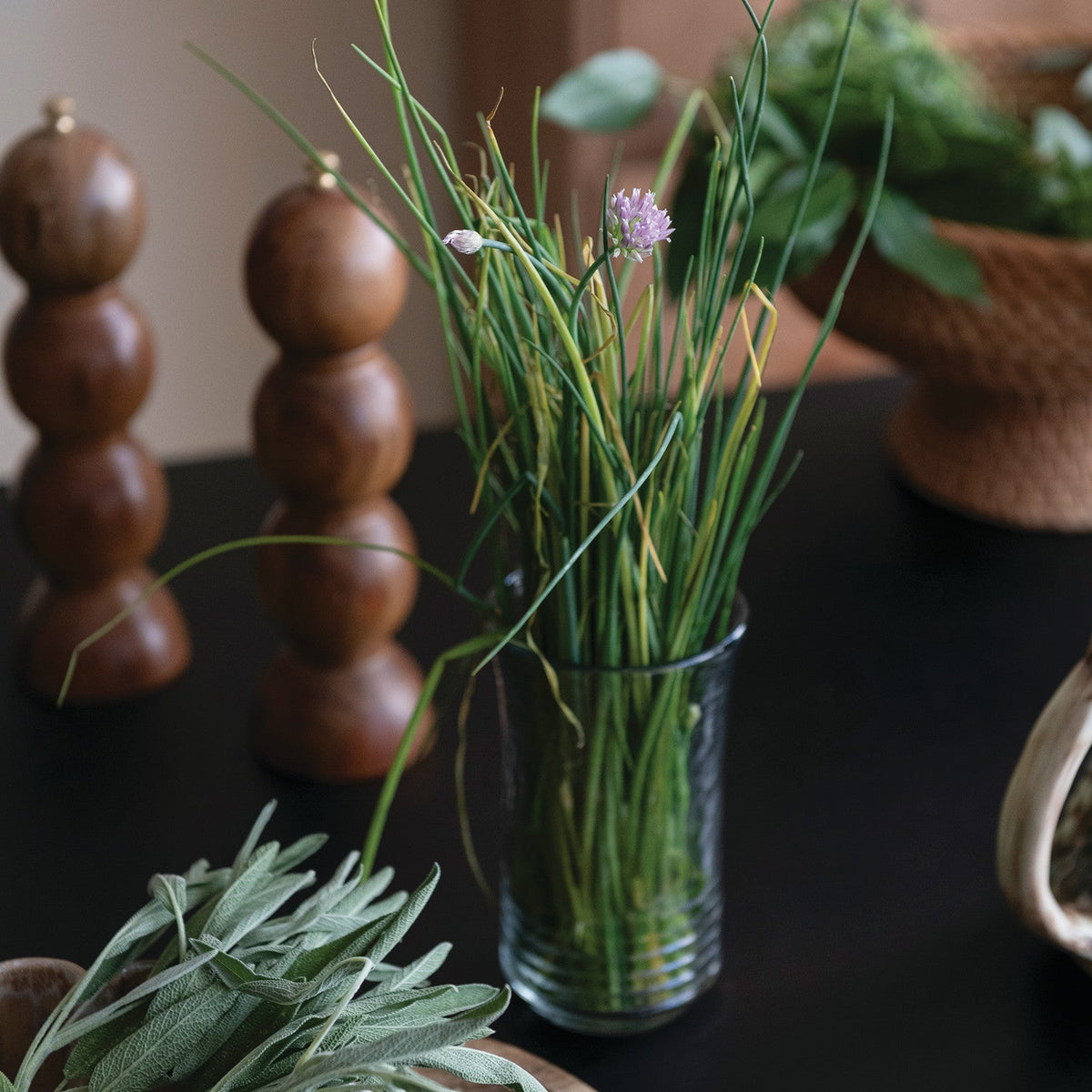 Hand-Blown Ribbed Drinking Glass Rust & Cinder