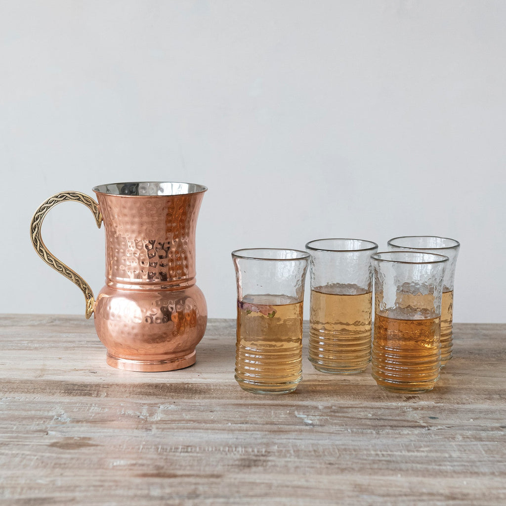 Hand-Blown Ribbed Drinking Glass Rust & Cinder