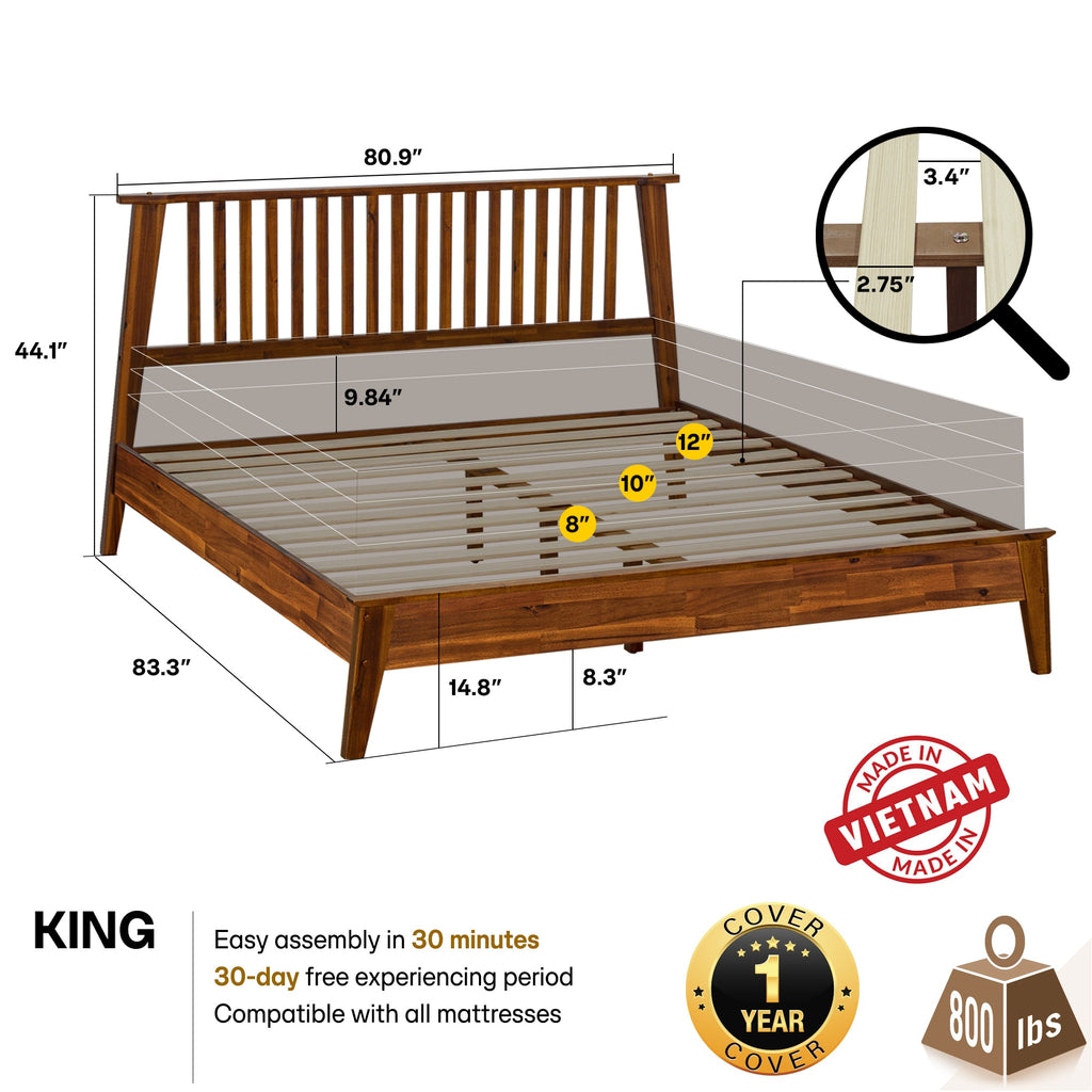 Kaylin Solid Wood Bed Frame Megsu
