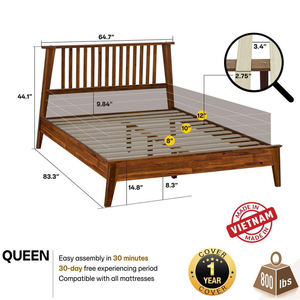 Kaylin Solid Wood Bed Frame Megsu