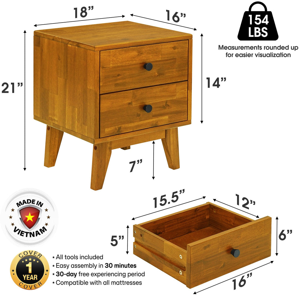Silvia Solid Wood Nightstand Megsu