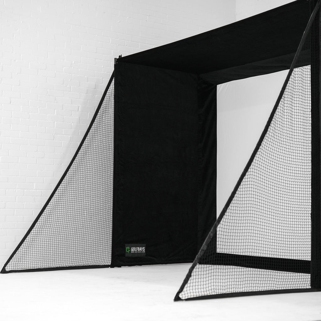 SimBox Golf Simulator Enclosure - 7 sizes, Pro + Impact Screen and Frame INCLUDES FREE SIDE BARRIERS GolfbaysUSA