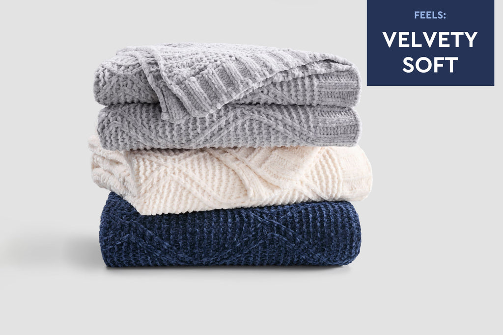 Diamond Chenille Throw Blanket Moon Pod