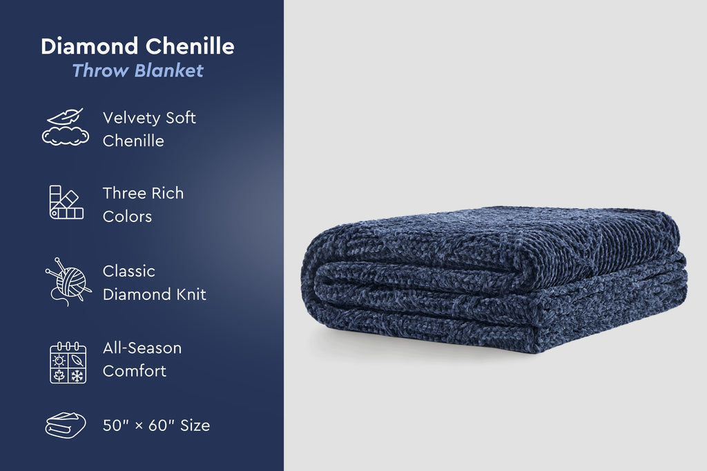 Diamond Chenille Throw Blanket Moon Pod