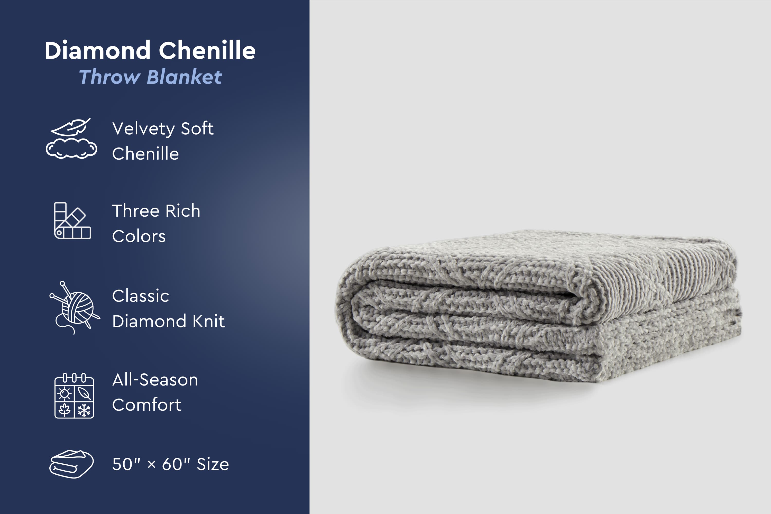 Diamond Chenille Throw Blanket Galaxy Home