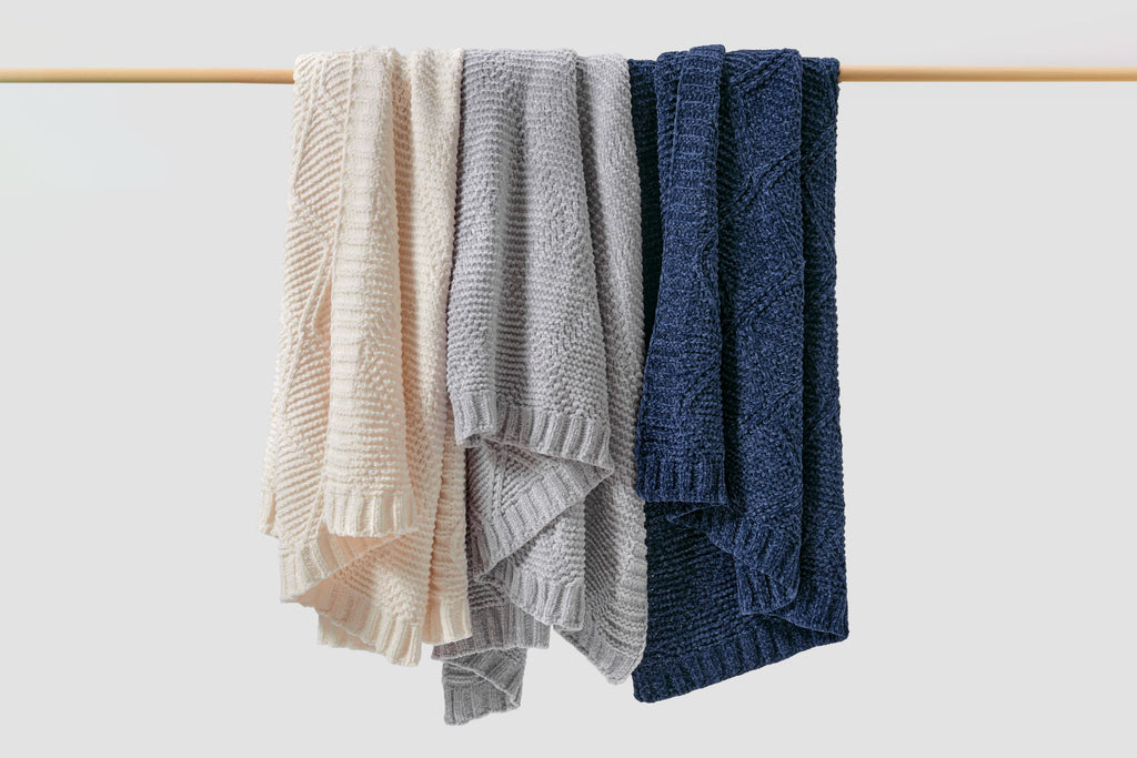 Diamond Chenille Throw Blanket Moon Pod