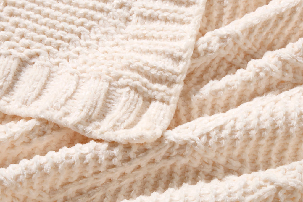 Diamond Chenille Throw Blanket Moon Pod