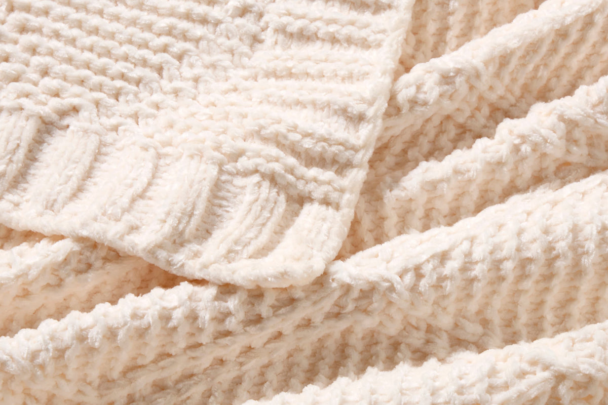 Diamond Chenille Throw Blanket Moon Pod