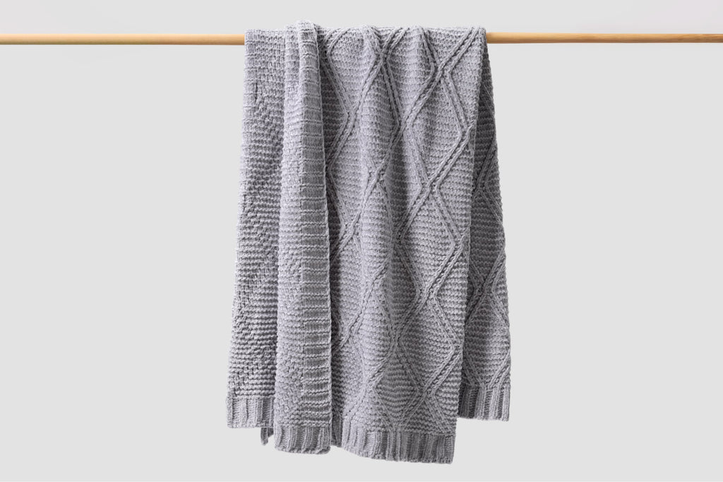 Diamond Chenille Throw Blanket Moon Pod