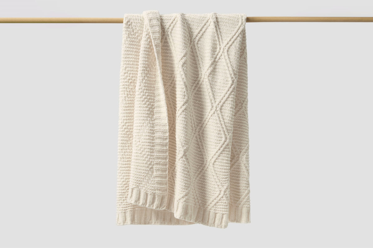 Diamond Chenille Throw Blanket Moon Pod