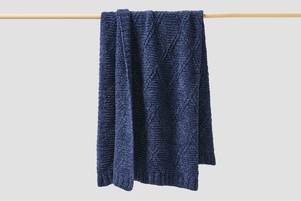Diamond Chenille Throw Blanket Moon Pod