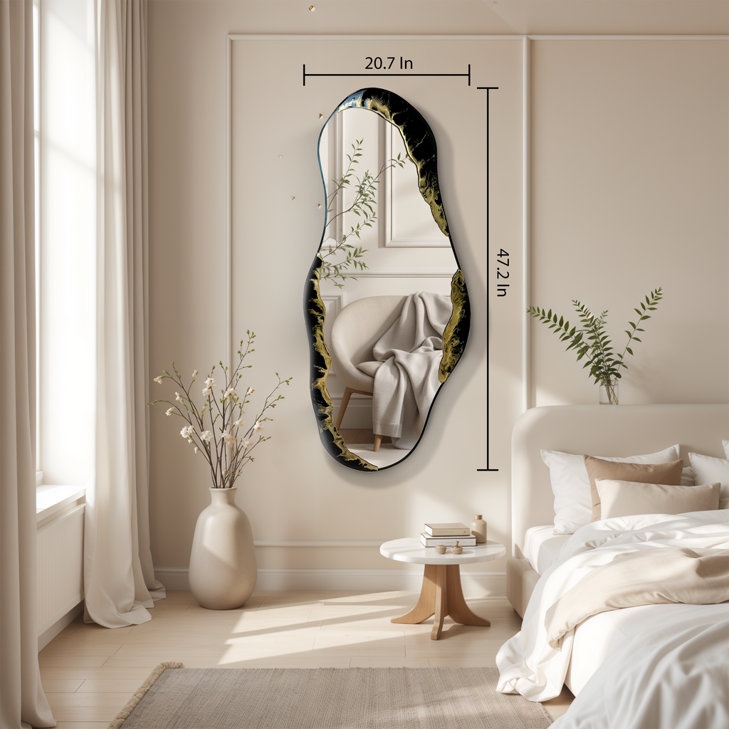 Hand Sculptured Organic Wall Mirror - Tatiana Glen - Veins of the Void - 47H x 21W In Tatiana & Glen
