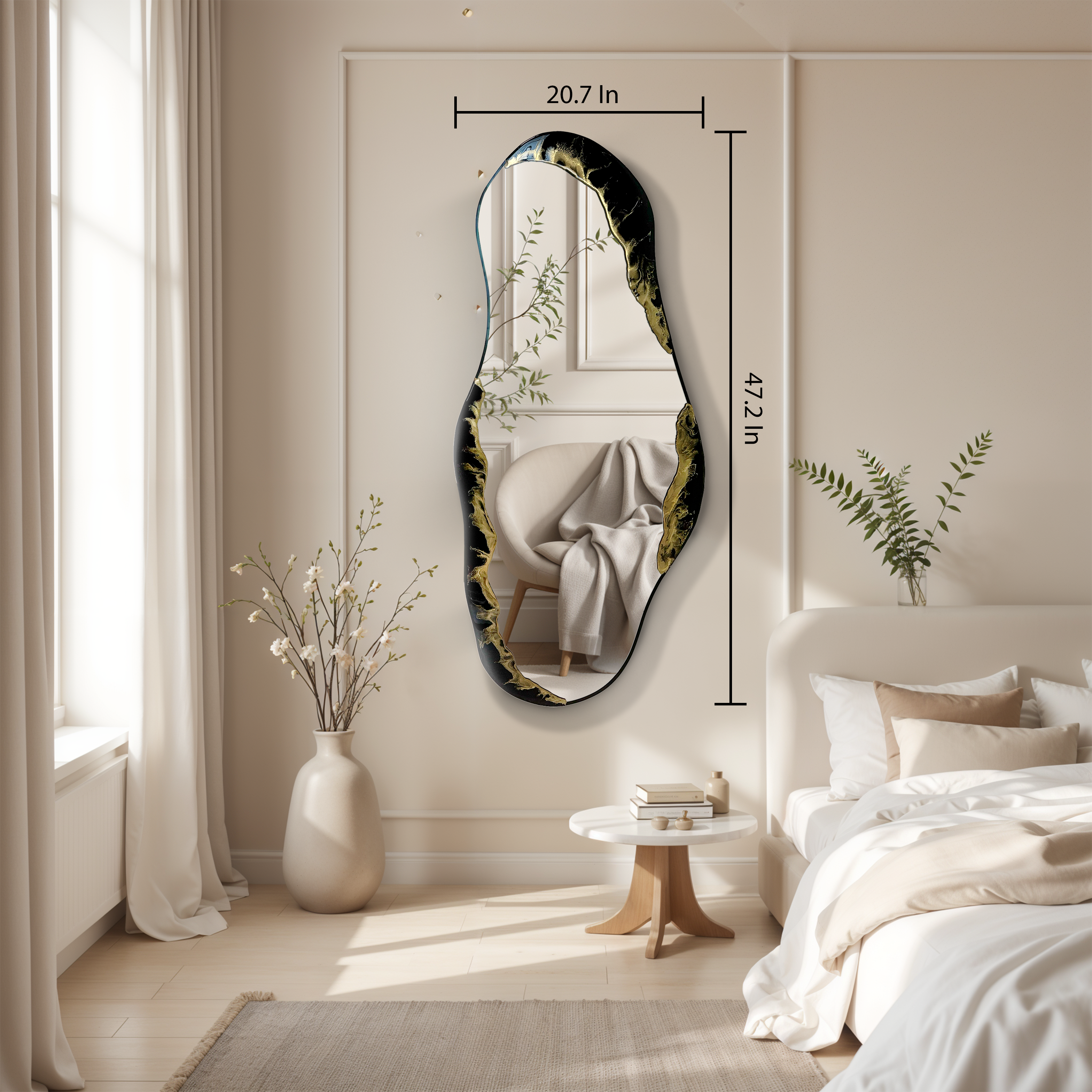 Hand Sculptured Organic Wall Mirror - Tatiana Glen - Veins of the Void - 47H x 21W In Tatiana & Glen