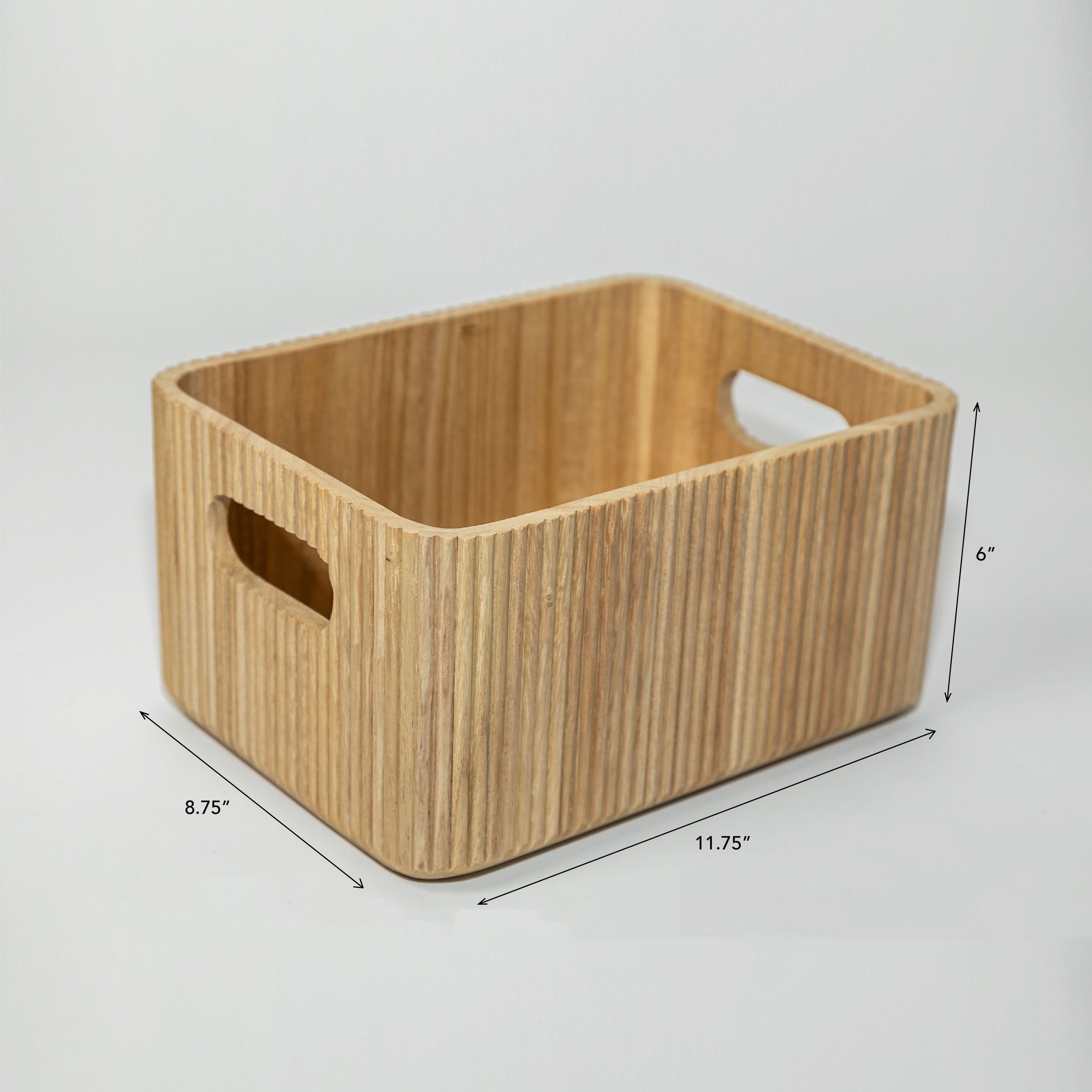 Wooden Ribbed Bins – Natural Horderly
