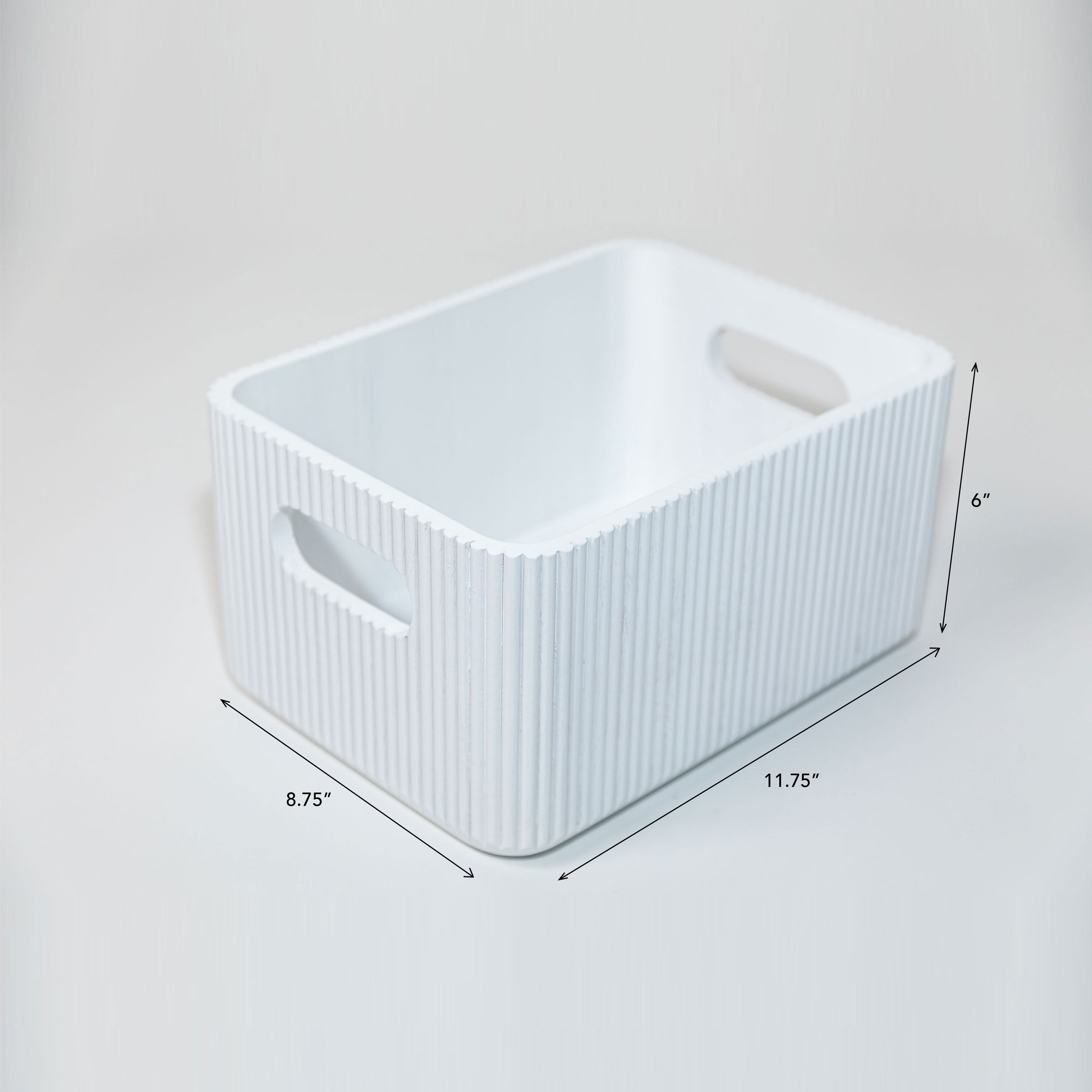 Wooden Ribbed Bins – White Horderly