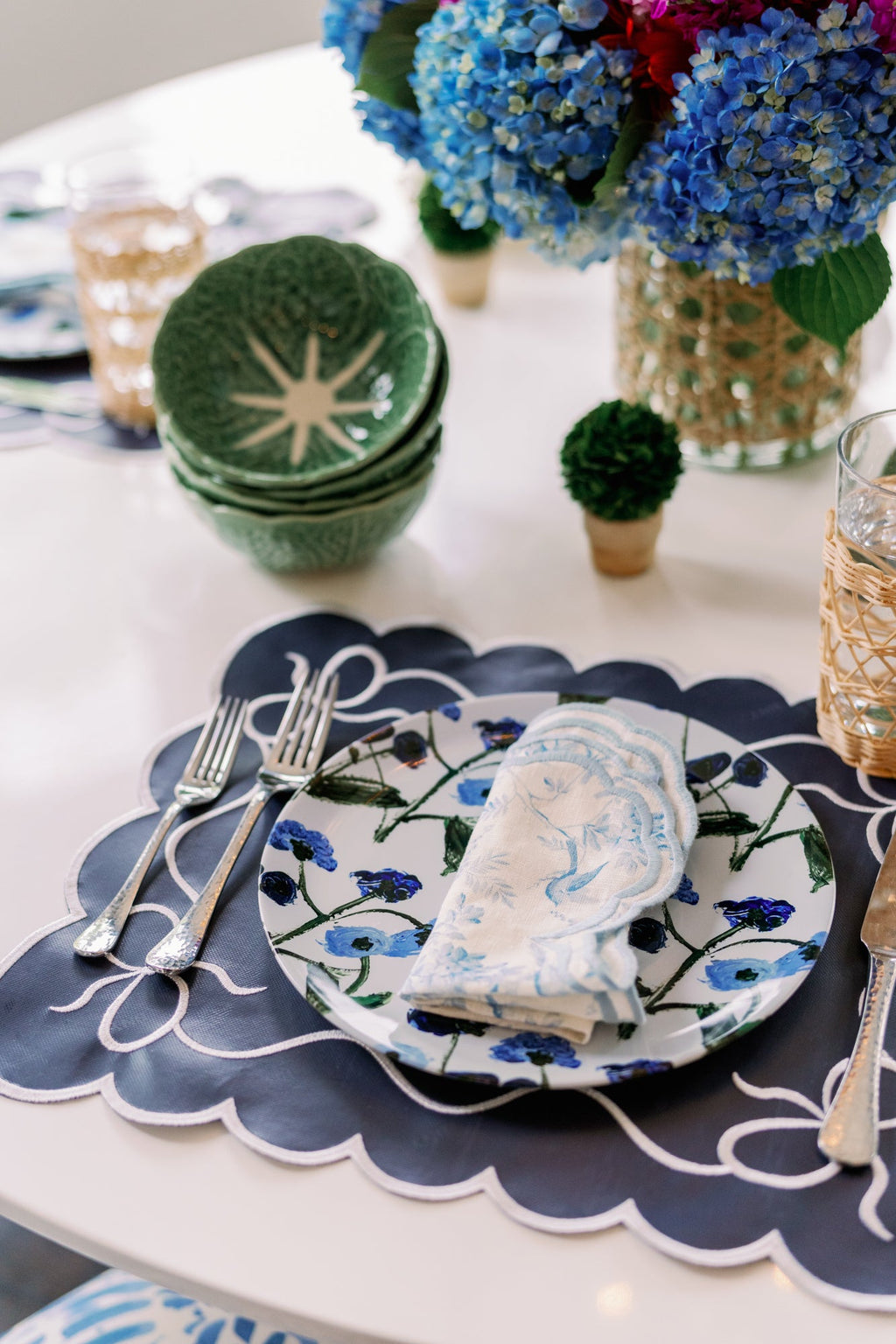 Set of Blue Posey China Plates (Set of 2, 4 or 8)