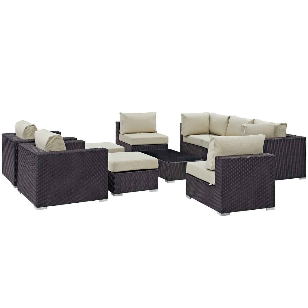 Patio Elegance Outdoor Sectional Set - 10-Piece Convene Lounge Set by Modway Patio Elegance